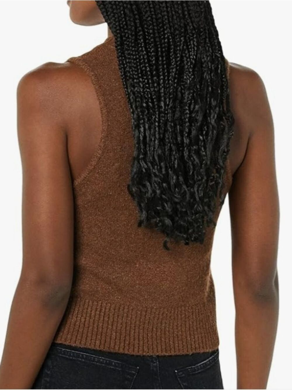 DAILY RITUAL BROWN SLEEVELES BOUCLE KNIT SWEATER VEST SMALL / MEDIUM NWT - Picture 2 of 9